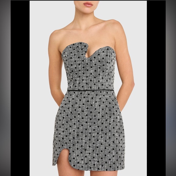 Amanda Uprichard Dresses & Skirts - Amanda Uprichard Puzzle Strapless Black & White Polkadot TweedMini Dress Large